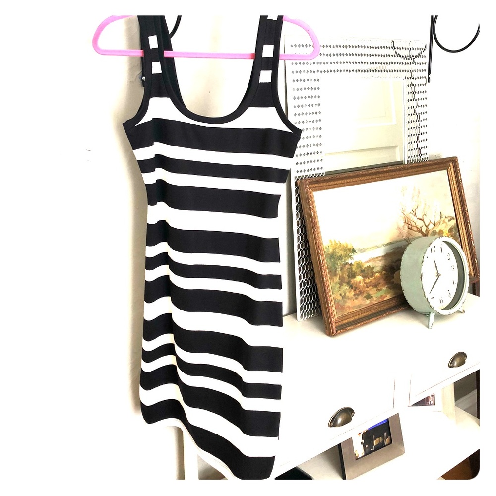 William & Clay Casual Black & White Striped Dress